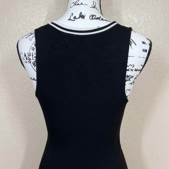 Rehab black dress fit and flare sleeveless size S front half zipper closure goth - Picture 13 of 14
